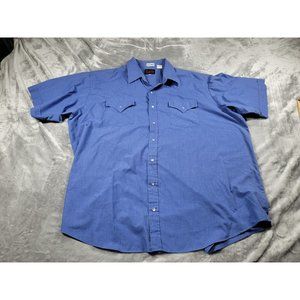 Western‎ Plains Big Man Blue Double front pocket Pearl Snap Western Short Sz 2XB